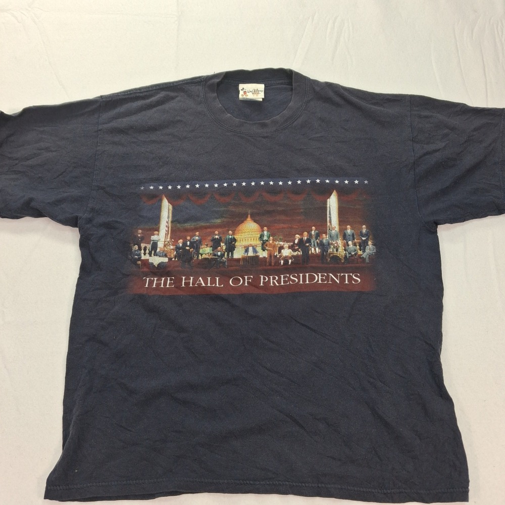 Walt Disney World T-Shirt Mens XL Hall of Presidents Navy Blue Graphic EUC